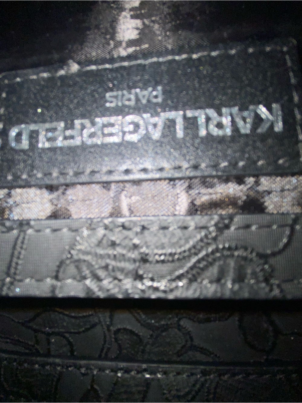 Karl Lagerfeld Paris Chantelle Crossbody - Black Floral Embossed Lace Bag - Picture 9 of 16